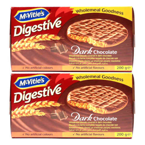 MCVITIES DIGESTIVE BISCUITS DARK CHOCOLATE 2 X 200GM 