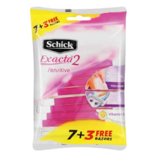 SCHICK EXACTA 2 SENSITIVE DISPOSABLE RAZORS 7 + 3 FREE 