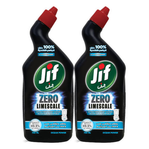 JIF ZERO LIMESCALE TOILET CLEANER OCEAN POWER 2 X 750ML 