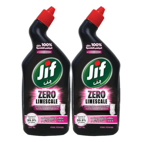 JIF ZERO LIMESCALE TOILET CLEANER PINK POWER 2 X 750ML 