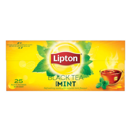 LIPTON BLACK TEA WITH MINT TEA BAG 25S 
