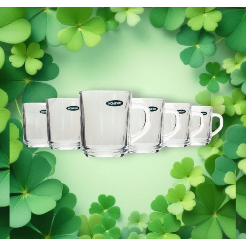 HW2960 GLASS MUG CLASSIC 6 PCS SET- 8OZ