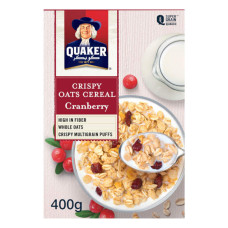 QUAKER CRISPY OATS CEREAL CRANBERRY 400GM 