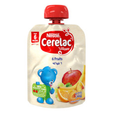 NESTLE CERELAC FRUIT PUREE 6 FRUITS 90GM 