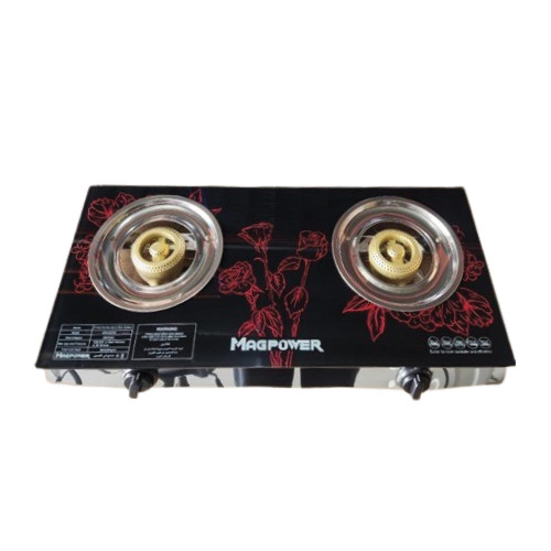 MEGPOWER 2 BURNER GAS STOVE WITH GLASS TOP -QM2009