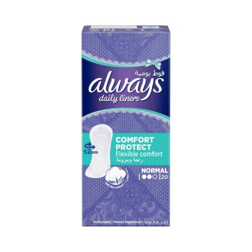 ALWAYS DAILY LINERS COMFORT PROTECT NORMAL 20 PADS 