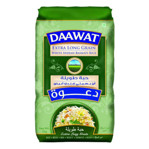 DAAWAT EXTRA LONG INDIAN BASMATI RICE 2KG 
