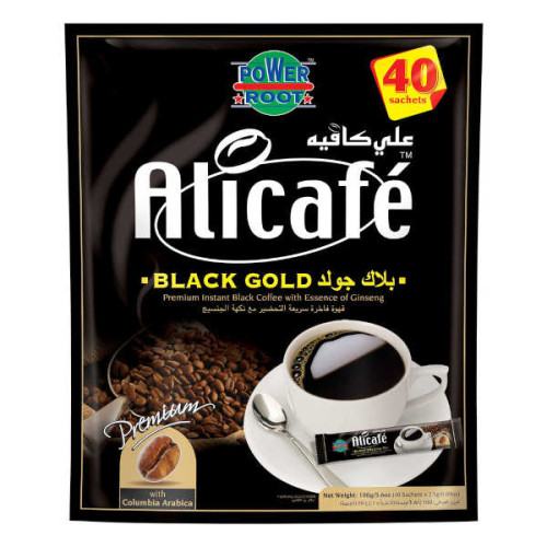 ALICAFE BLACK GOLD INSTANT BLACK COFFEE 40 X 2.5GM 