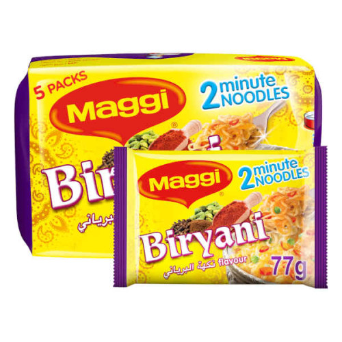 MAGGI 2 MINUTE NOODLES BIRYANI FLAVOUR 5 X 77GM 